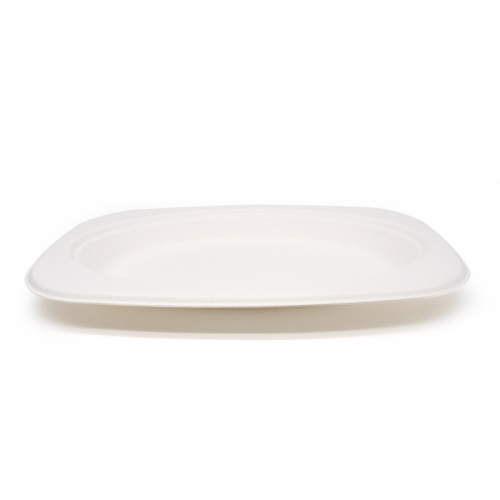 9.06x6.30xH0.79" 13g Bagasse Compostable Disposable Cafeteria Lunch Trays