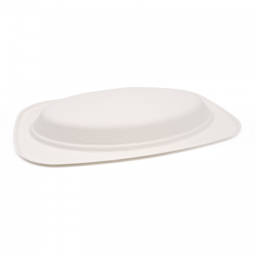 9.06x6.30xH0.79" 13g Bagasse Compostable Disposable Cafeteria Lunch Trays