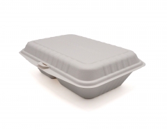 853ml 9x6.7xH2.8" (Fold) 39g 2-Comp Bagasse Compostable To Go Box for Food Packaging
