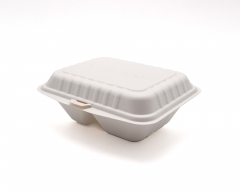 605ml 7x6xH2.8" (Fold) 29g 2-Comp Bagasse Compostable Clamshell Meal Container