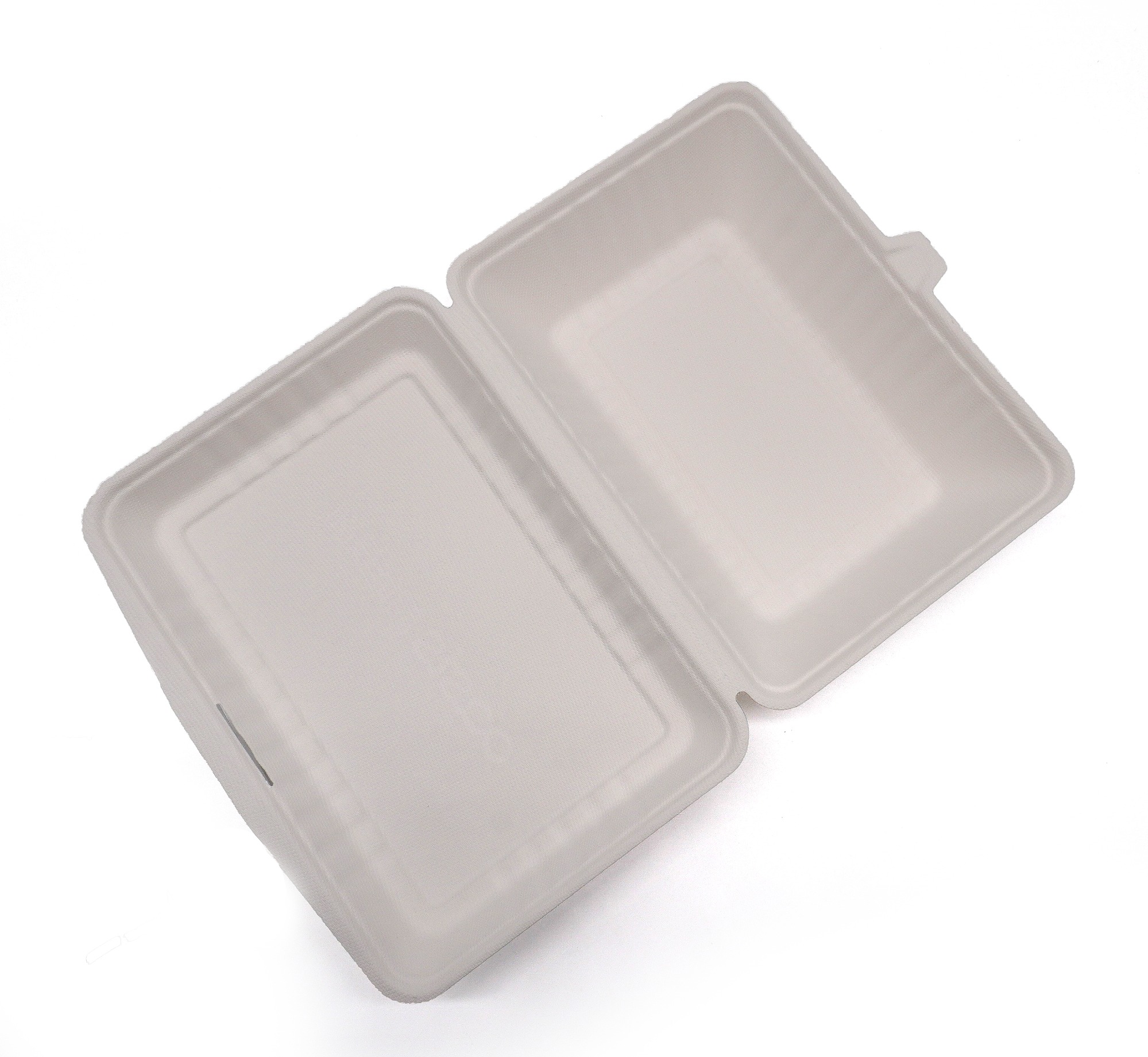 912ml 9x6.7xH2.8" (Fold) 38g Bagasse Compostable Clamshell Box for Lunch Packaging