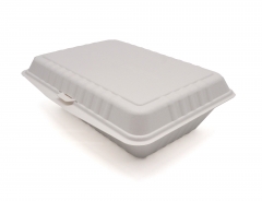 912ml 9x6.7xH2.8" (Fold) 38g Bagasse Compostable Clamshell Box for Lunch Packaging