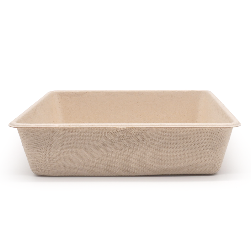 5.43x5.43xH1.38" 12g Bagasse Compostable Food Catering Takeout Tray