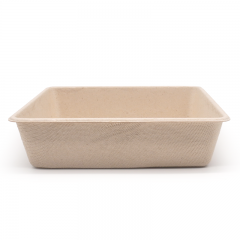 5.43x5.43xH1.38" 12g Bagasse Compostable Food Catering Takeout Tray