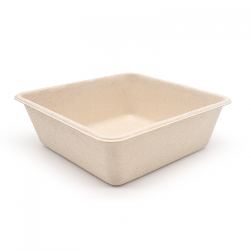 4.13x4.13xH1.38" 8g Bagasse Compostable Takeaway Lunch Tray