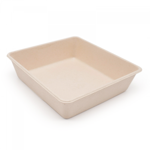 5.43x5.43xH1.38" 12g Bagasse Compostable Food Catering Takeout Tray