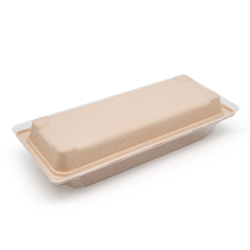 8.73x3.64xH0.87" 12g Bagasse Compostable Fancy Big Sushi Tray