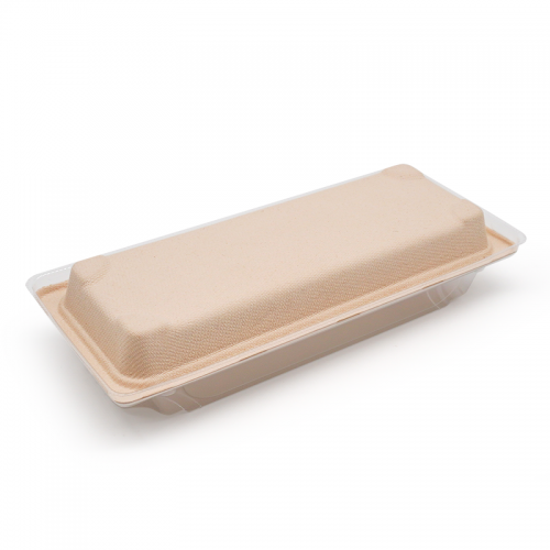 8.73x3.64xH0.87" 12g Bagasse Compostable Fancy Big Sushi Tray