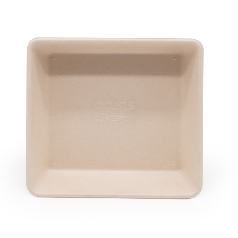 5.43x5.43xH1.38" 12g Bagasse Compostable Food Catering Takeout Tray