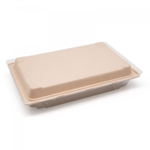 9.39x5.73xH0.91" 19g Bagasse Compostable Sushi To Go Container