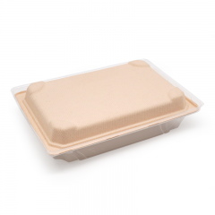 8.48x5.33x0.79" 15g Bagasse Compostable Long Bagasse Sushi Tray for Restaurant Takeaway