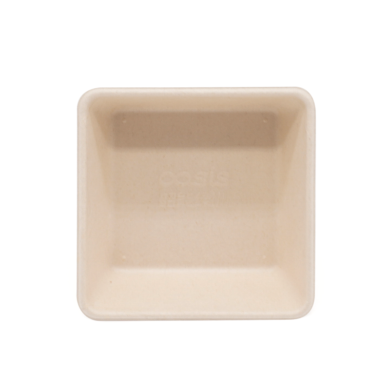 4.13x4.13xH1.38" 8g Bagasse Compostable Takeaway Lunch Tray