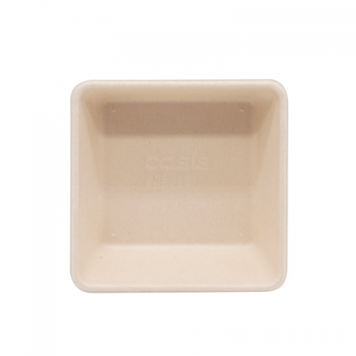 4.13x4.13xH1.38" 8g Bagasse Compostable Takeaway Lunch Tray
