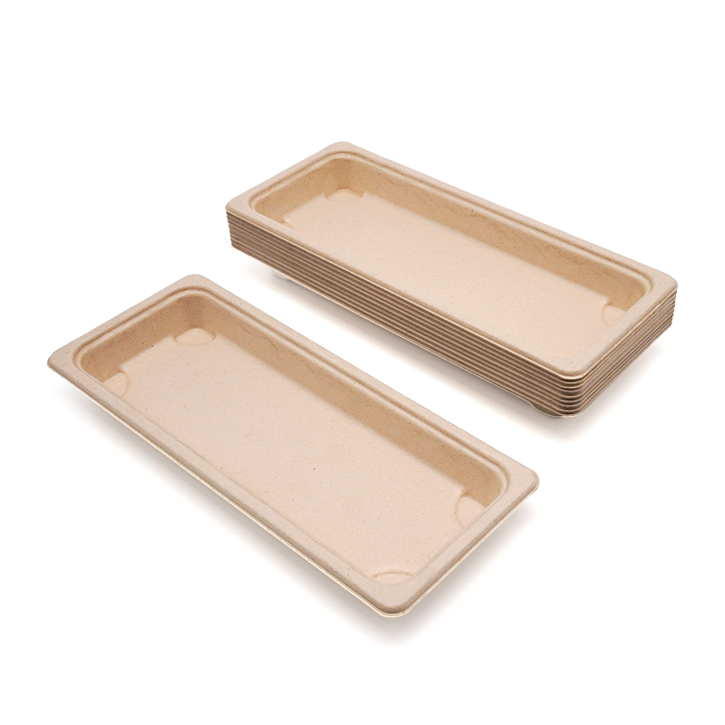 8.73x3.64xH0.87" 12g Bagasse Compostable Fancy Big Sushi Tray
