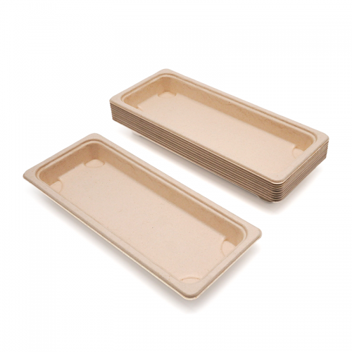 8.73x3.64xH0.87" 12g Bagasse Compostable Fancy Big Sushi Tray