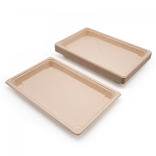 9.39x5.73xH0.91" 19g Bagasse Compostable Sushi To Go Container