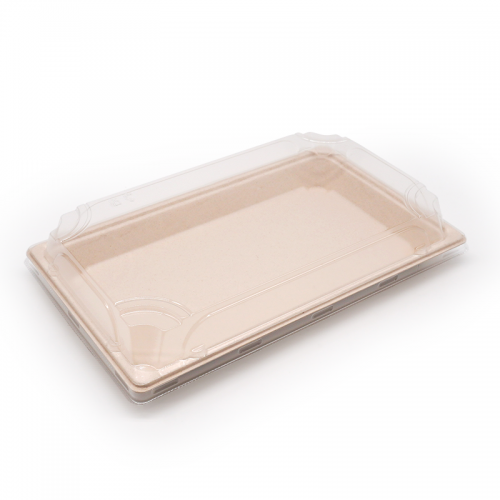 7.28x5.04xH0.79" 13g Bagasse Compostable Large Sushi Tray Plate