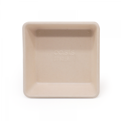 4.53x4.53xH1.38" 10g Bagasse Compostable Disposable To Go Tray for Meal