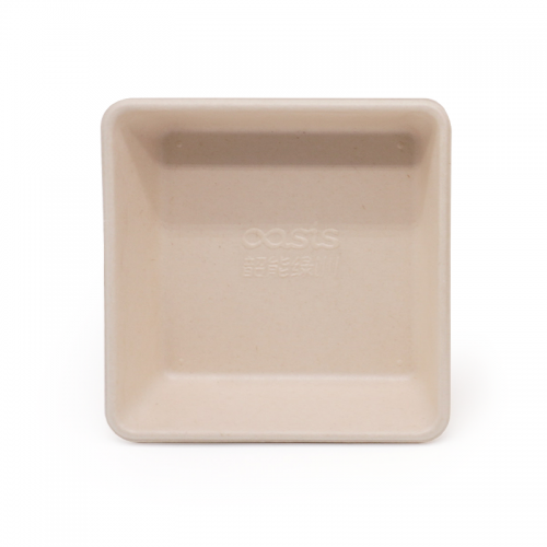 4.53x4.53xH1.38" 10g Bagasse Compostable Disposable To Go Tray for Meal