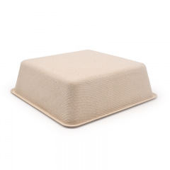 4.53x4.53xH1.38" 10g Bagasse Compostable Disposable To Go Tray for Meal