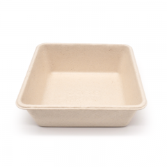 4.13x4.13xH1.38" 8g Bagasse Compostable Takeaway Lunch Tray