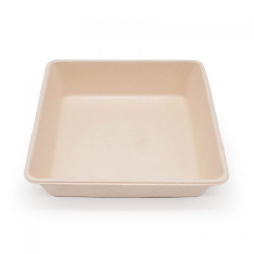 5.43x5.43xH1.38" 12g Bagasse Compostable Food Catering Takeout Tray