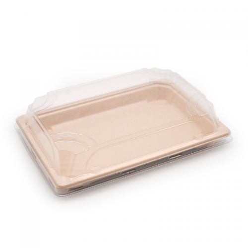 8.48x5.33x0.79" 15g Bagasse Compostable Long Bagasse Sushi Tray for Restaurant Takeaway