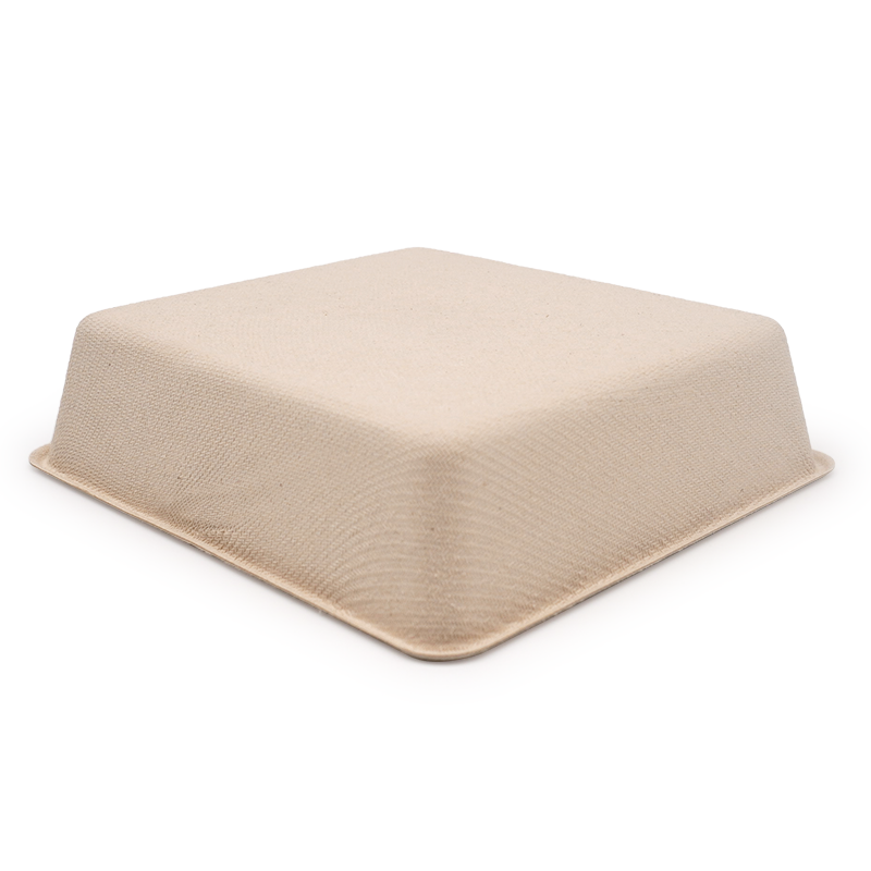 5.43x5.43xH1.38" 12g Bagasse Compostable Food Catering Takeout Tray
