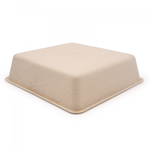 5.43x5.43xH1.38" 12g Bagasse Compostable Food Catering Takeout Tray
