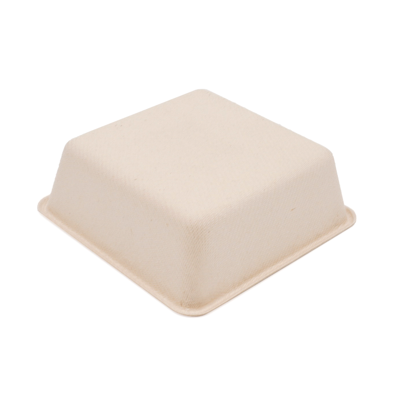 4.13x4.13xH1.38" 8g Bagasse Compostable Takeaway Lunch Tray