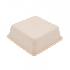 4.13x4.13xH1.38" 8g Bagasse Compostable Takeaway Lunch Tray