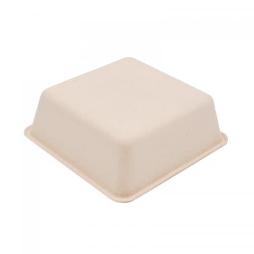 4.13x4.13xH1.38" 8g Bagasse Compostable Takeaway Lunch Tray