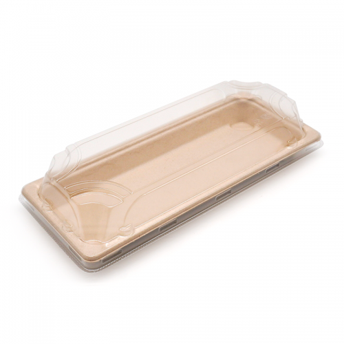 8.73x3.64xH0.87" 12g Bagasse Compostable Fancy Big Sushi Tray
