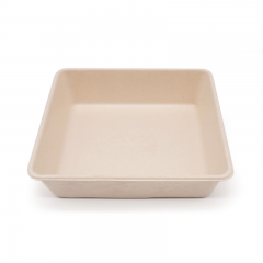 4.53x4.53xH1.38" 10g Bagasse Compostable Disposable To Go Tray for Meal