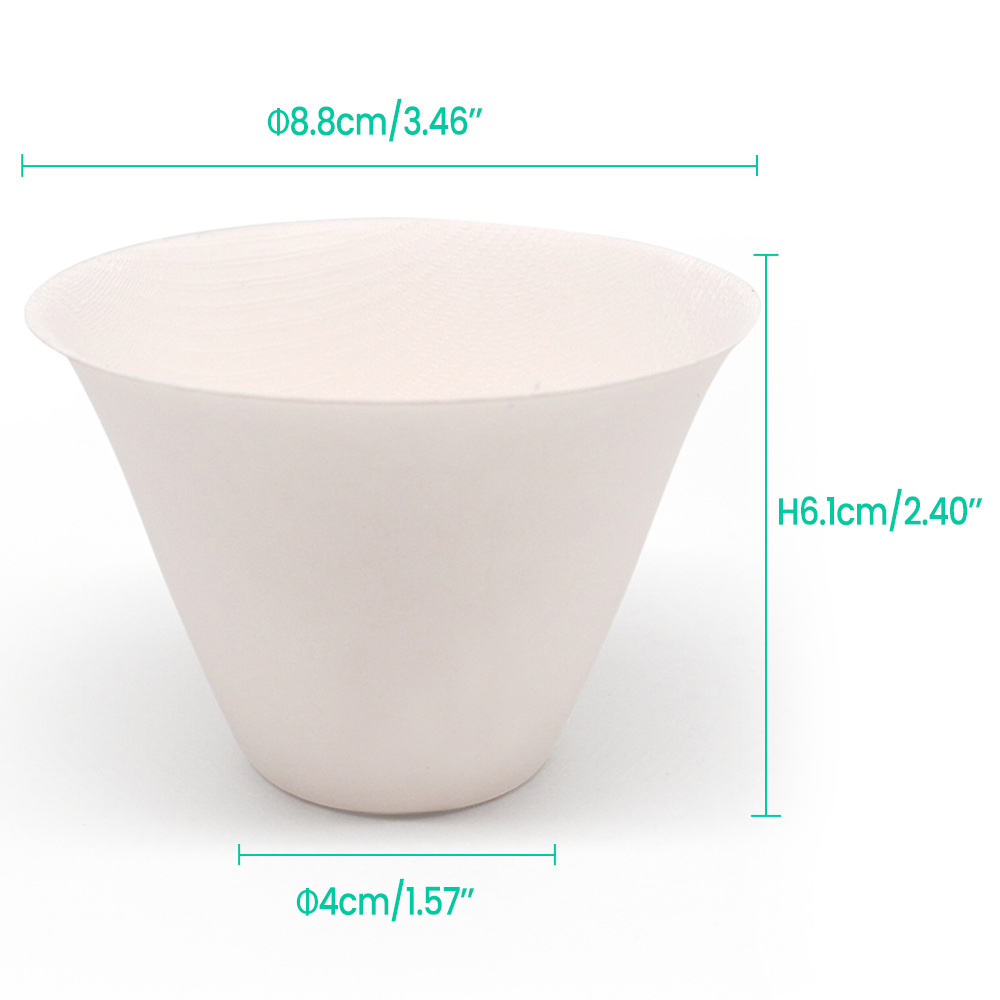 5oz 160ml Φ3.46*Φ1.57*H2.40" 7g Bagasse Biodegradable Ice Cream Cone Cups