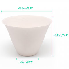5oz 160ml Φ3.46*Φ1.57*H2.40" 7g Bagasse Biodegradable Ice Cream Cone Cups
