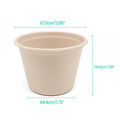 4oz 120ml Φ2.95*Φ1.73*H1.89" 4.5g Bagasse Biodegradable Cup for Ice Cream