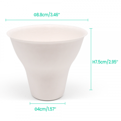 5oz 160ml Φ3.46*Φ1.57*H2.95" 11g Bagasse Biodegradable Icecream Cone Cup