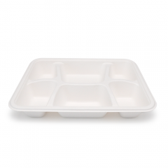 6-Comp 8.66x11.18xH1.77" 44.5g Bagasse Biodegradable Eco Takeout Meal Packaging Trays with Lid