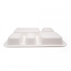 5-Comp 8.66x11.18xH1.44" 37g Bagasse Biodegradable Disposable Food Trays for Catering