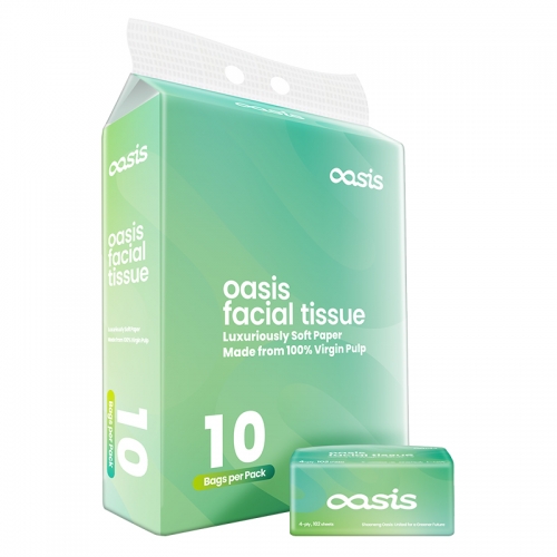 4 Ply 102 Sheet/Pack 10 Pack/Set Virgin Bamboo Facial Tissue