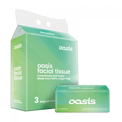 4 Ply 118 Sheet/Pack 3 Pack/Set Virgin Bamboo Facial Tissue