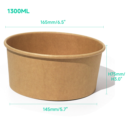 1300ml 44oz 5.9x4.9xH1.8" Kraft Bowl with Lid