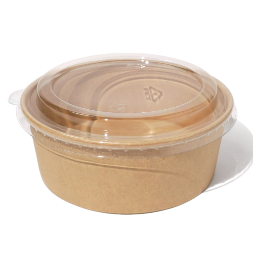1100ml 37oz 6.5x5.7xH2.6" Kraft Bowl with Lid