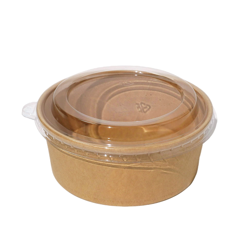 750ml 25oz 5.9x5.0xH2.4" Kraft Bowl with Lid