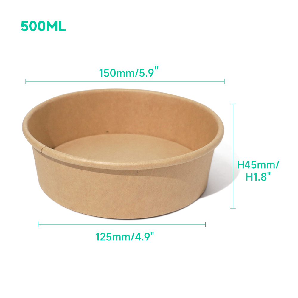 500ml 17oz 5.9x4.9xH1.8" Kraft Bowl with Lid