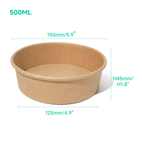 500ml 17oz 5.9x4.9xH1.8" Kraft Bowl with Lid