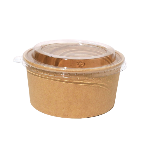 1000ml 34oz 5.9x5.0xH3.0" Kraft Bowl with Lid