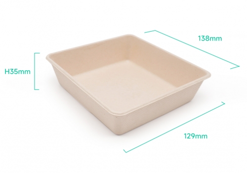 5.43x5.08xH1.38" 12g Bagasse Compostable Tray for Dessert