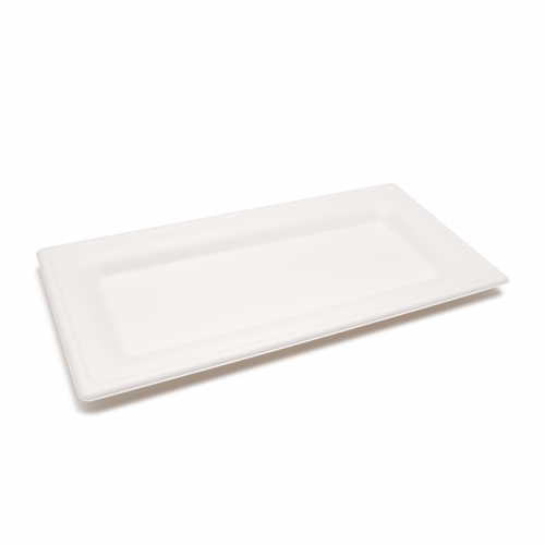 10.24x5.12xH0.79" 17g Bagasse Compostable Rectangle Disposable Catering Trays